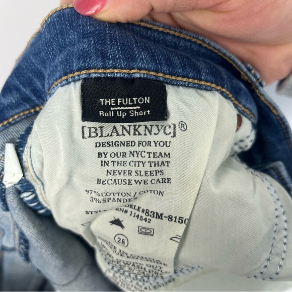 Blank NYC Size 28 The Fulton Roll Up Shorts Denim Stretch UU13 - Picture 4 of 6